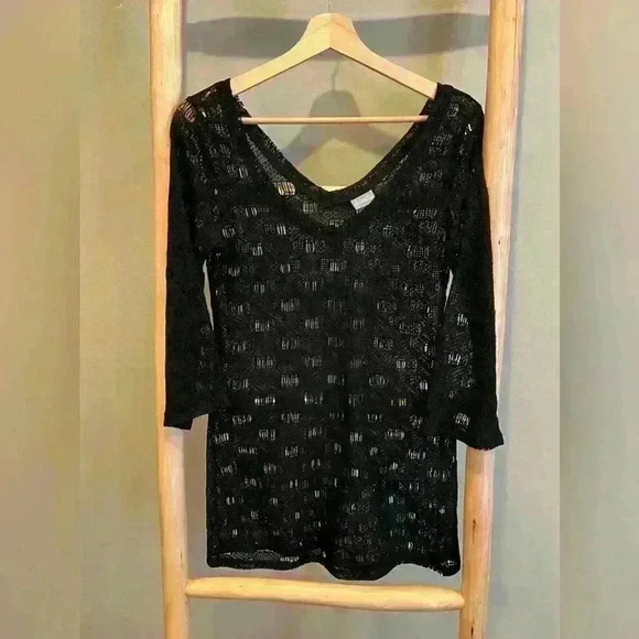 Vintage Y2K Vanity size small black Open Knit mini dress - Picture 3 of 6